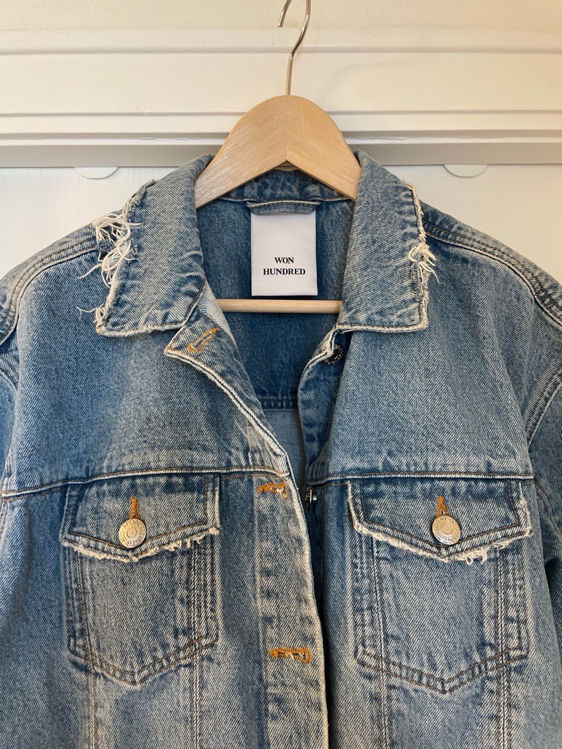- Second Hand Store | Tapirus | Salg brugte vare | Denimjakke fra hundred med rå detaljer