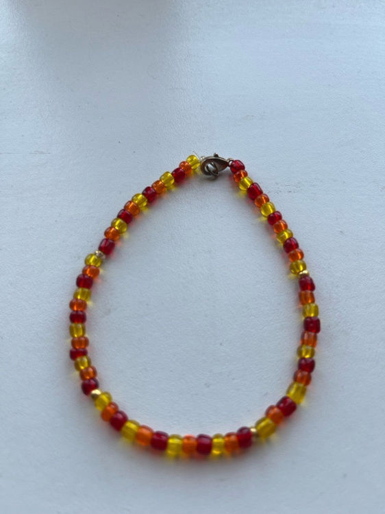 Billede af Perlearmbånd. Rød/gule perler