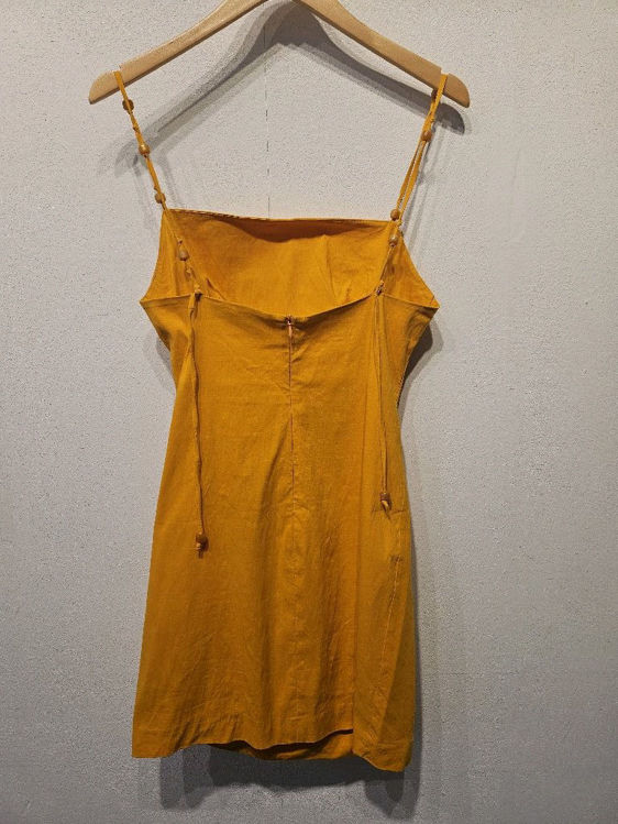 Billede af Zara smuk orange ruched kjole m.perler