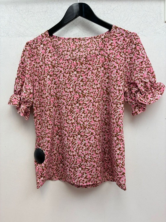 Billede af Nu blomstret bluse med rynk på ærmet
