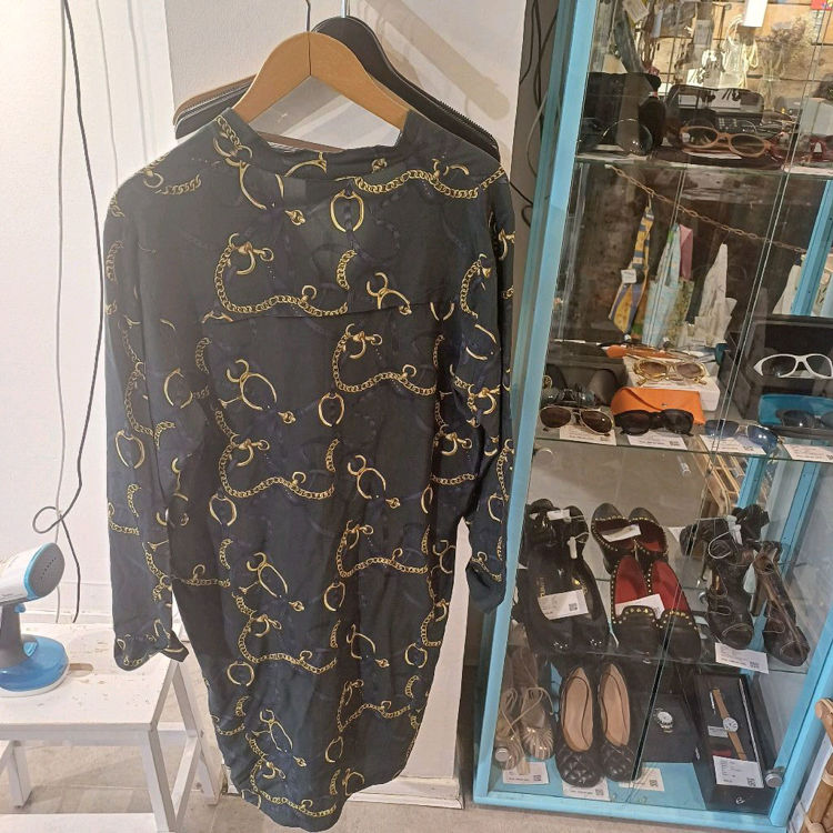 Billede af Lang skjorte sort med mønster 
