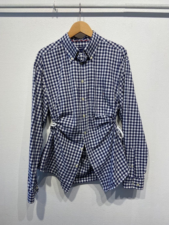 Billede af KH Upcycled skjorte full length blå/hvid ternet
